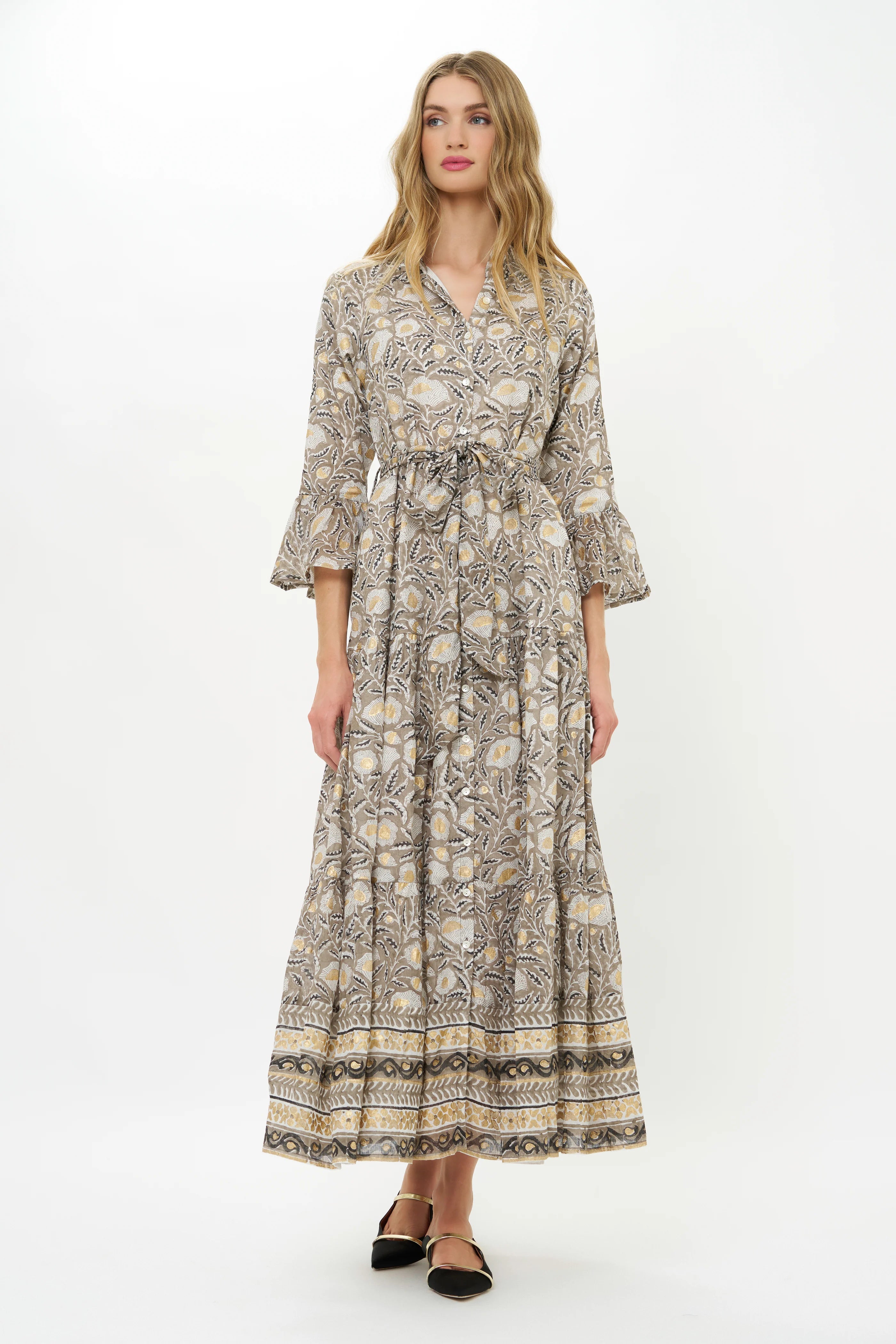 Ruffle Collar Bell Maxi | Birch