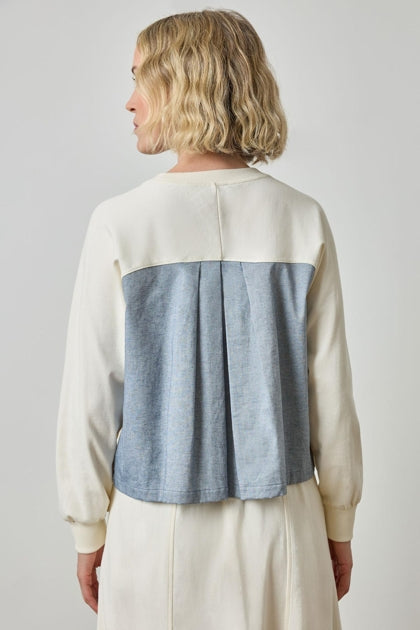 Chambray Pleat Back Pullover
