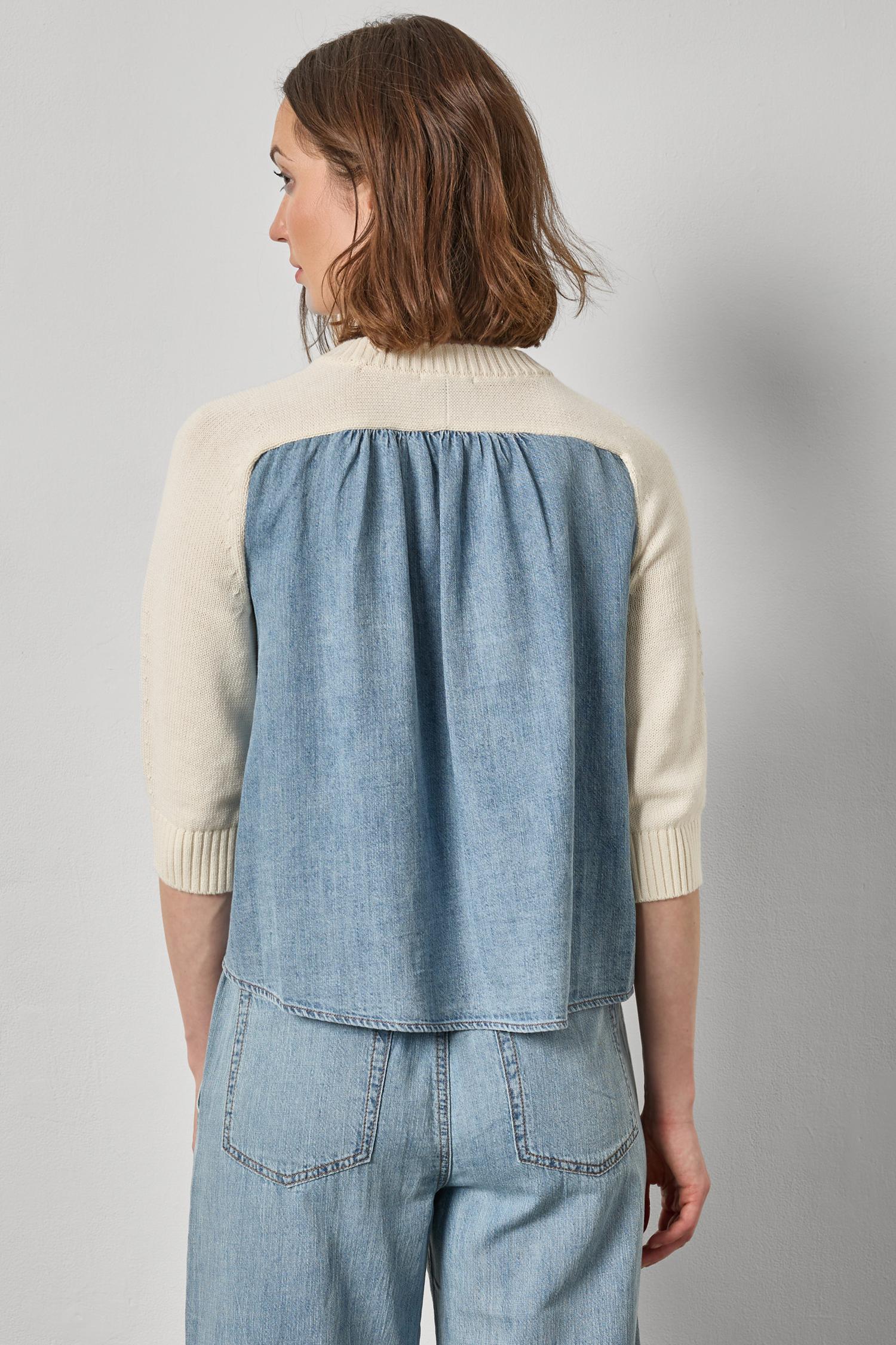 Denim Elbow Sleeve Sweater | Off White