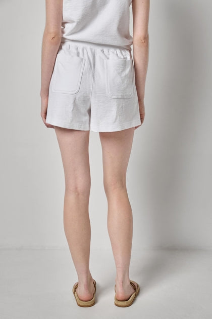 Textured Terry Front Seam Short | White