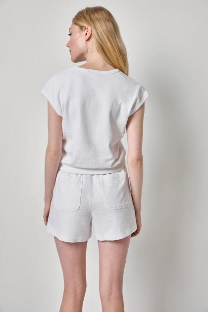 Textured Terry Sleeveless Cardigan |White