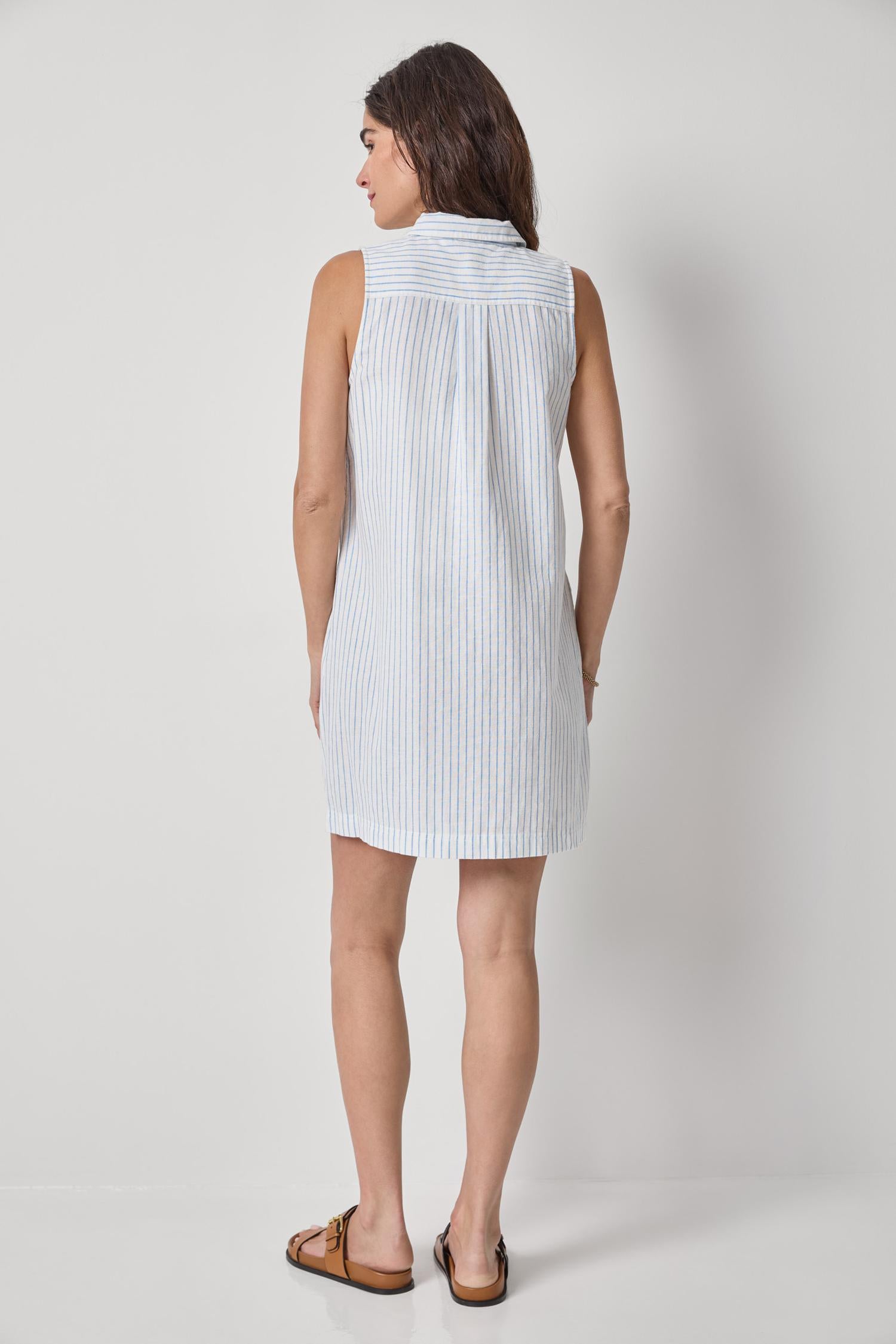 Striped Button Down Dress | Blue