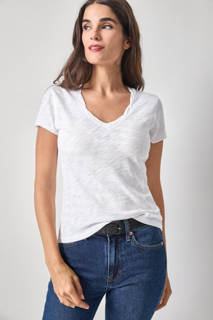 Twisted Binding V-Neck |White