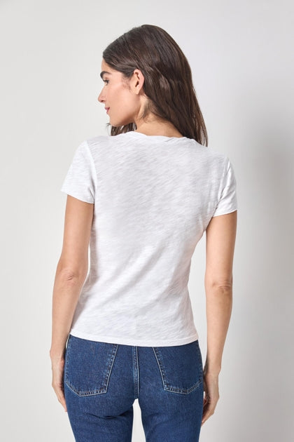Twisted Binding V-Neck |White
