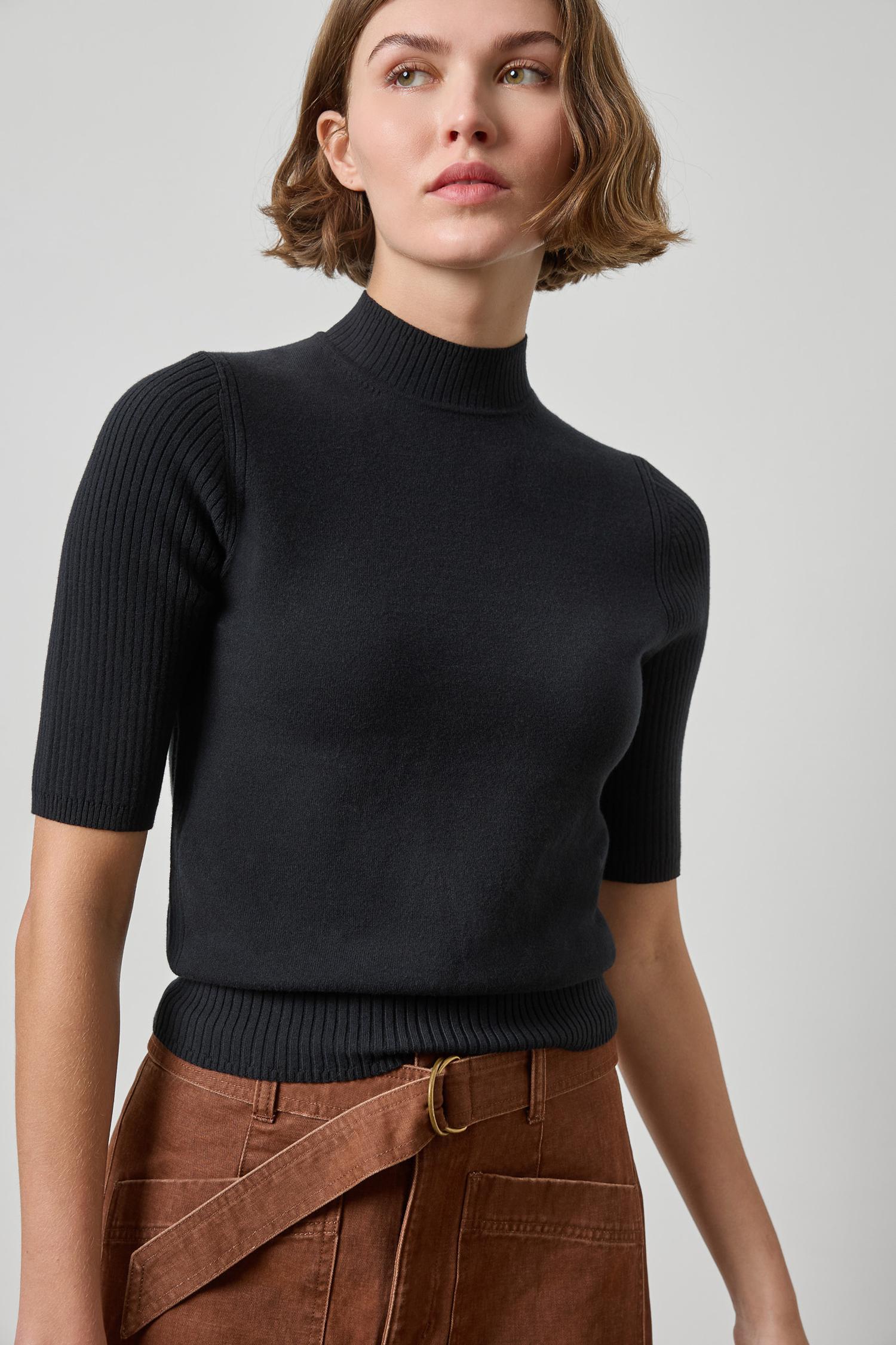 Emily Short Sleeve Sweater | Black