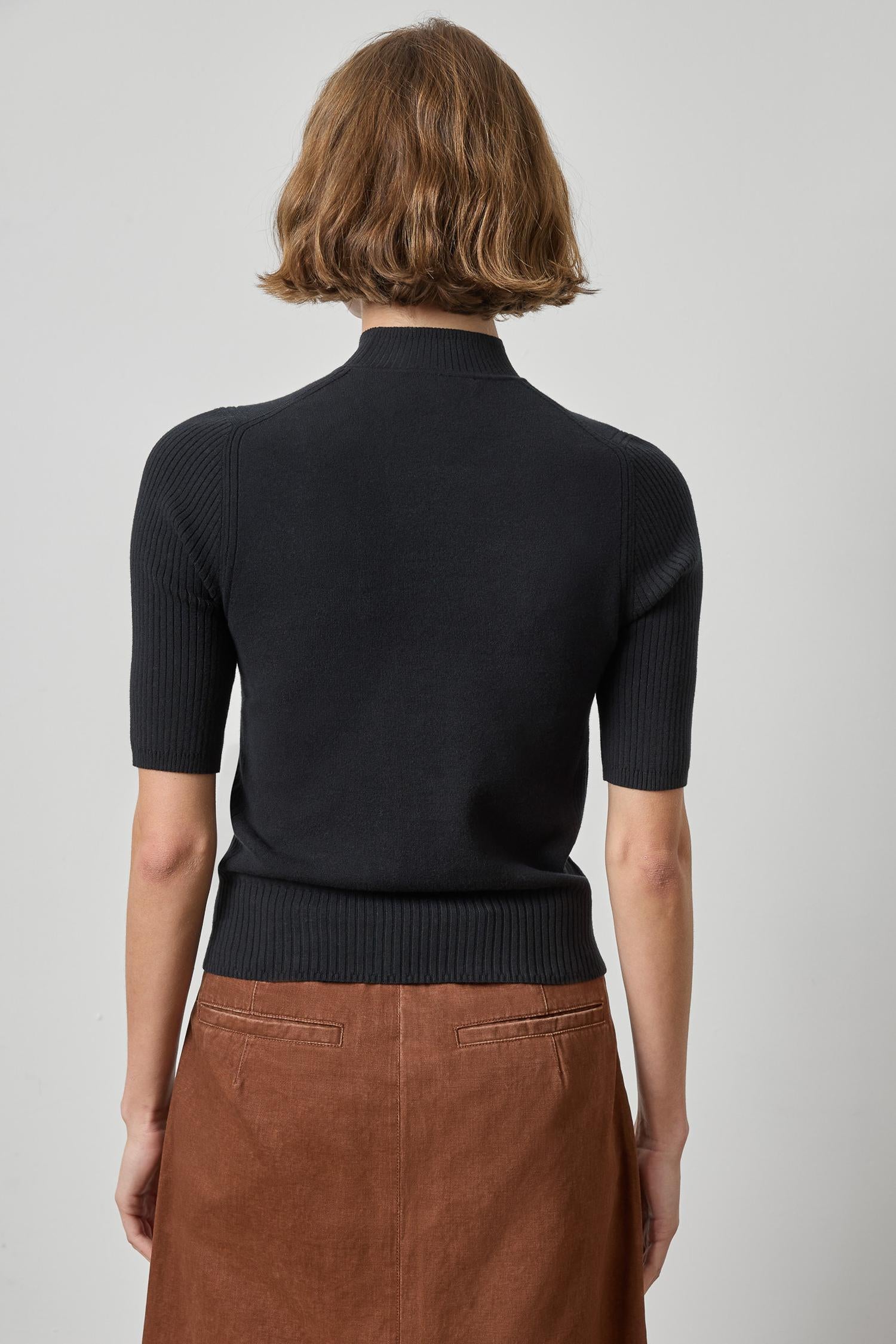 Emily Short Sleeve Sweater | Black