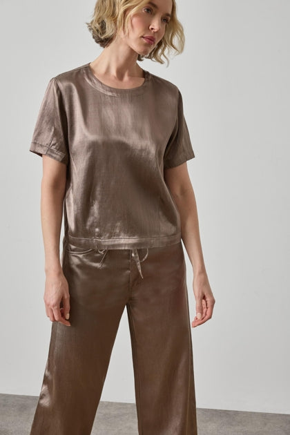 Slub Woven Darted Top | Shiitake