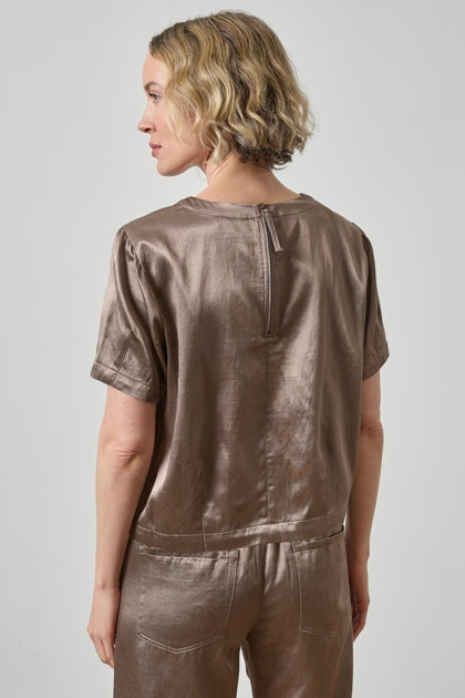 Slub Woven Darted Top | Shiitake