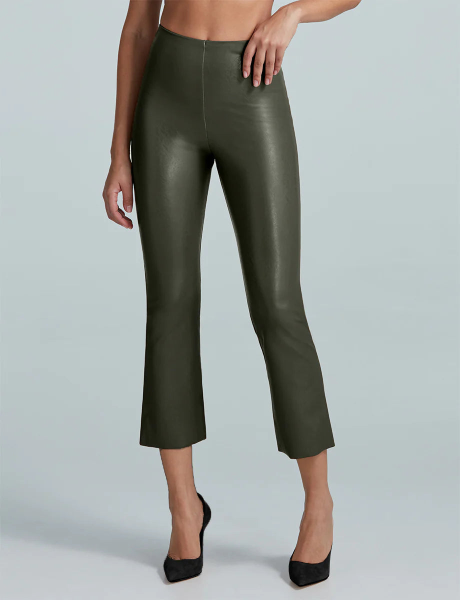 Faux Leather Cropped Flare Leggings