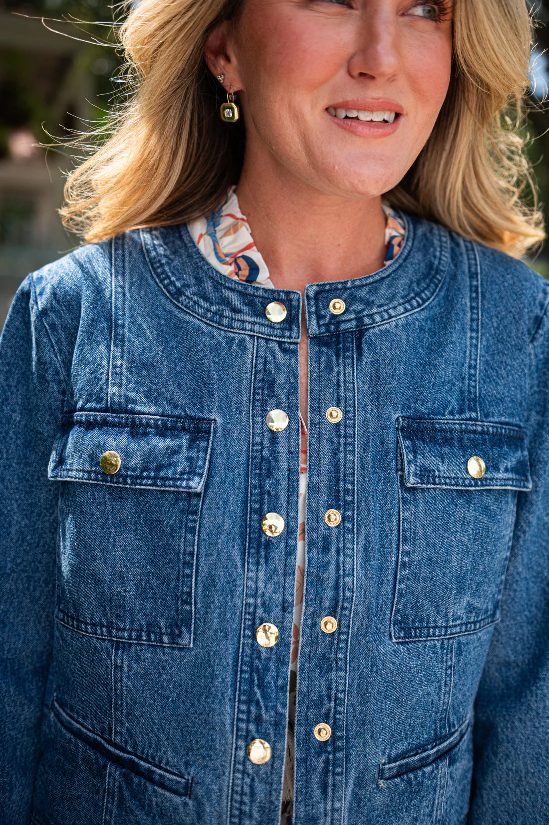 Button Front Denim Jacket