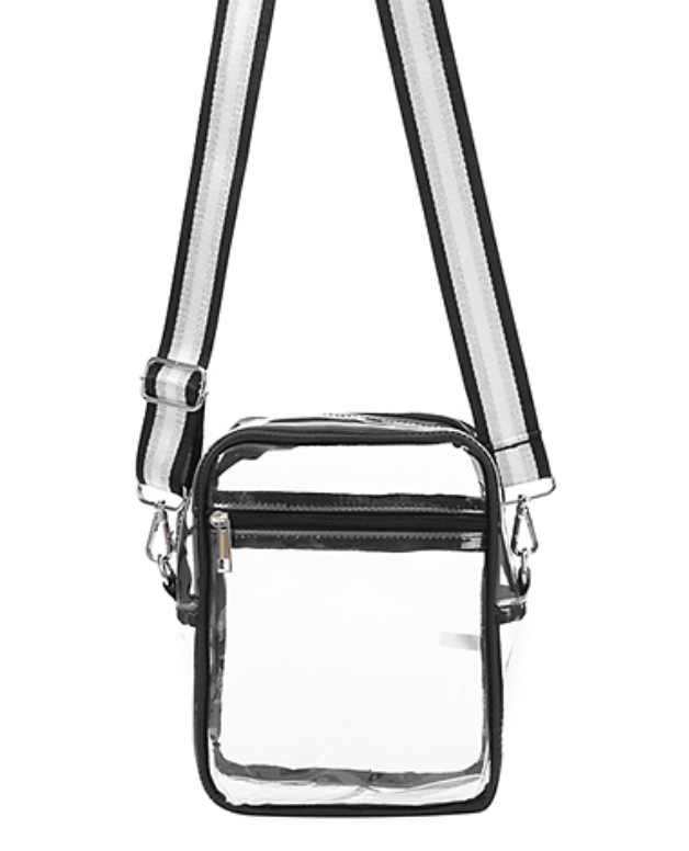Stripe Strap Clear Rectangle Crossbody