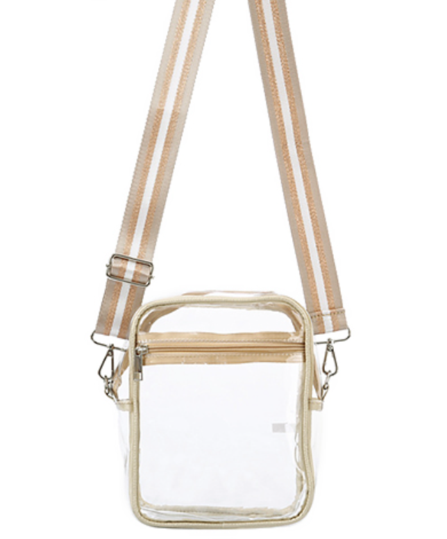 Stripe Strap Clear Rectangle Crossbody