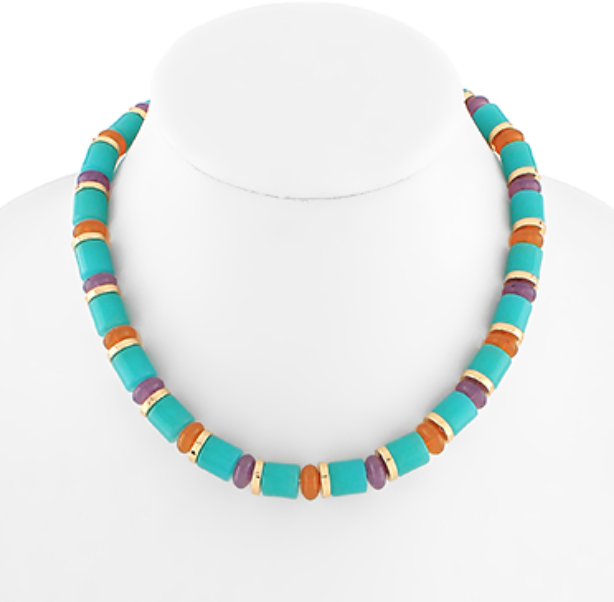 Chunky Beaded Necklace | Turquoise