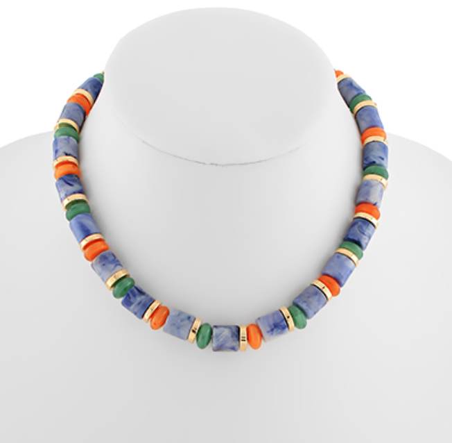 Chunky Beaded Necklace | Blue