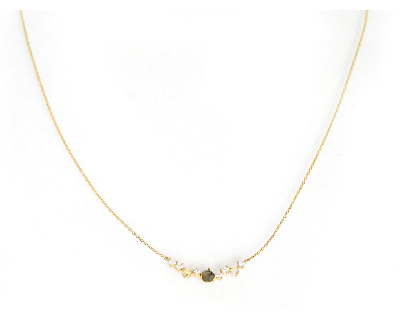 Multi-Stone Cluster Bar Necklace