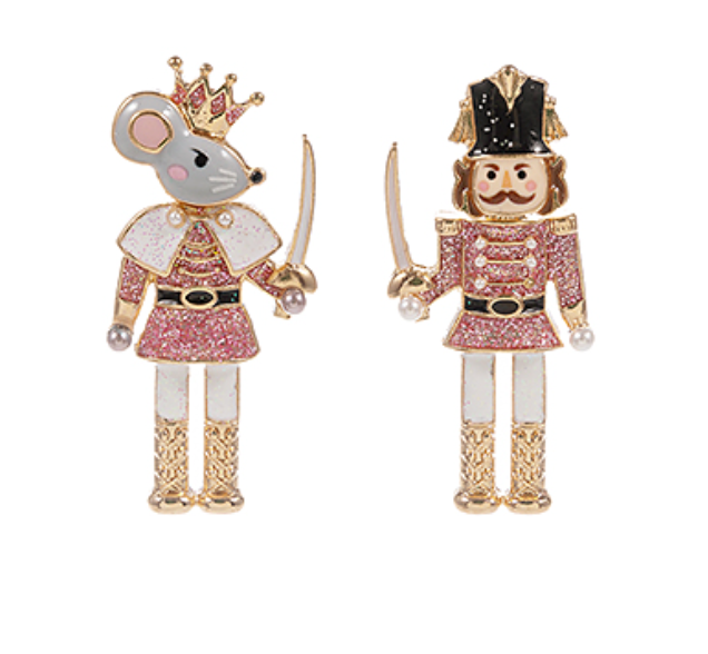 Nutcracker & Mouse King Earrings | Pink/Gold