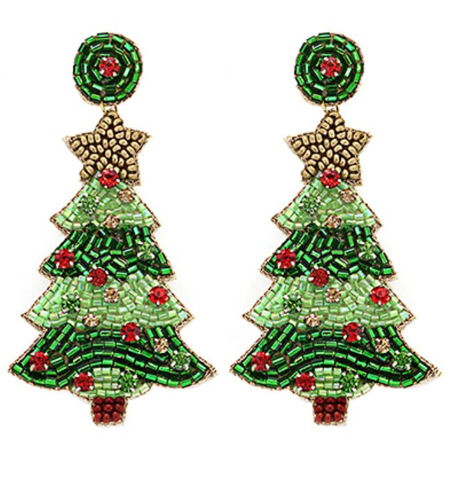 Christmas Tree Bead Earrings