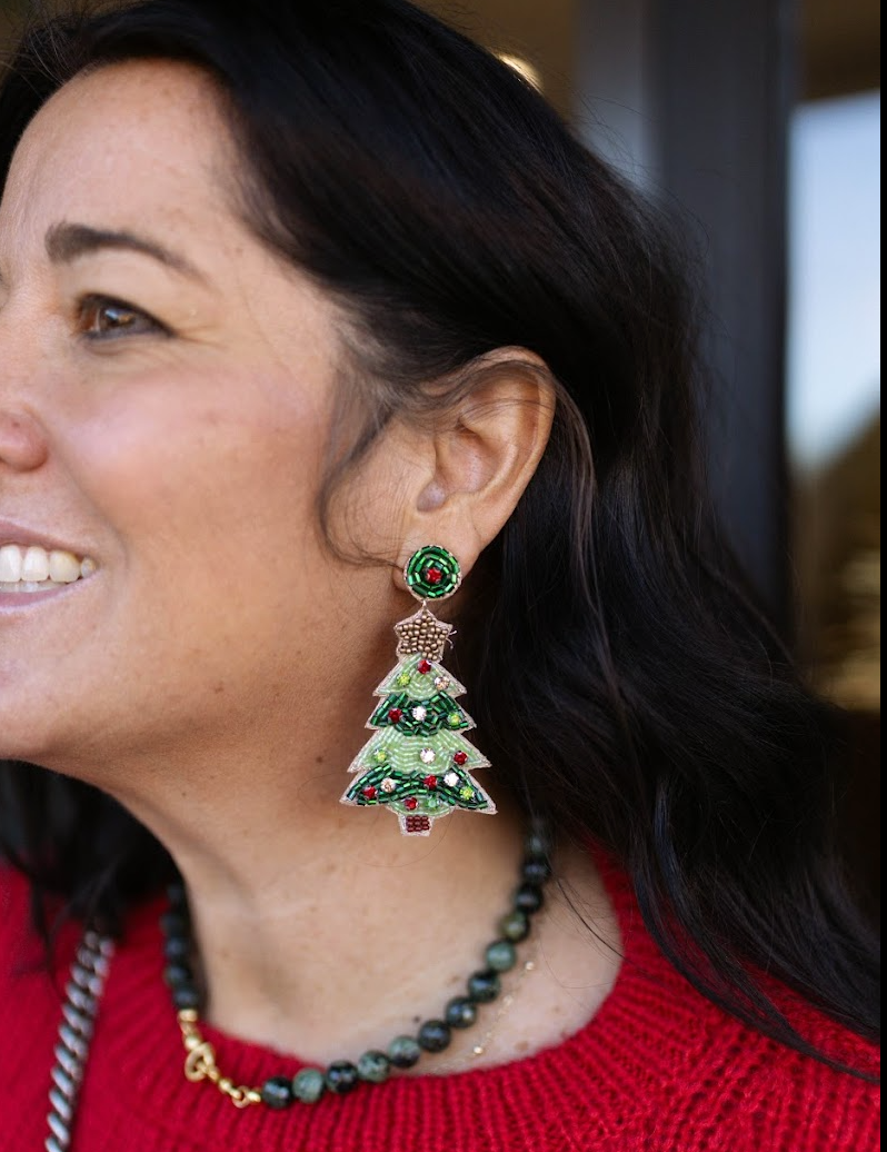 Christmas Tree Bead Earrings