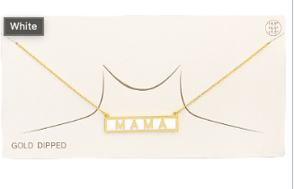 MAMA Letter Bar Necklace | White