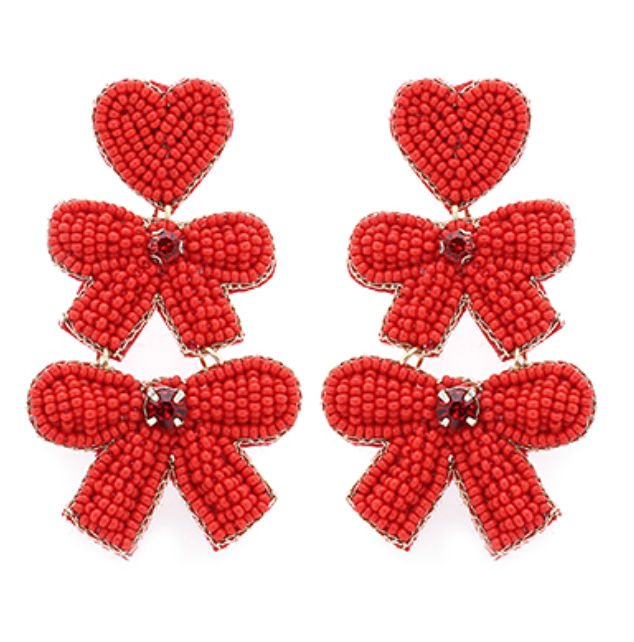 Christmas Bow Earrings | Red