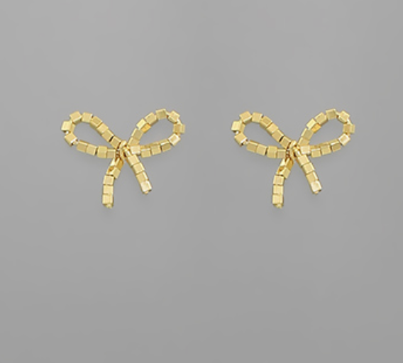Cubic Textured Bow Earrings