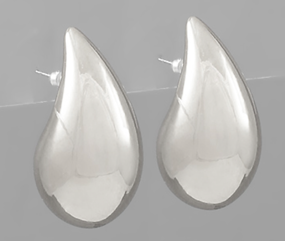 Chunky Teardrop Earrings | Silver