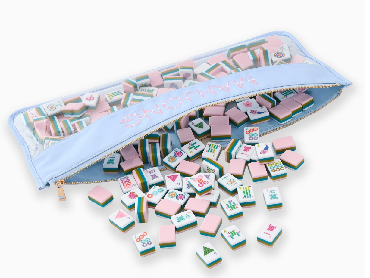 Light Blue Stitched Mahjong Bag