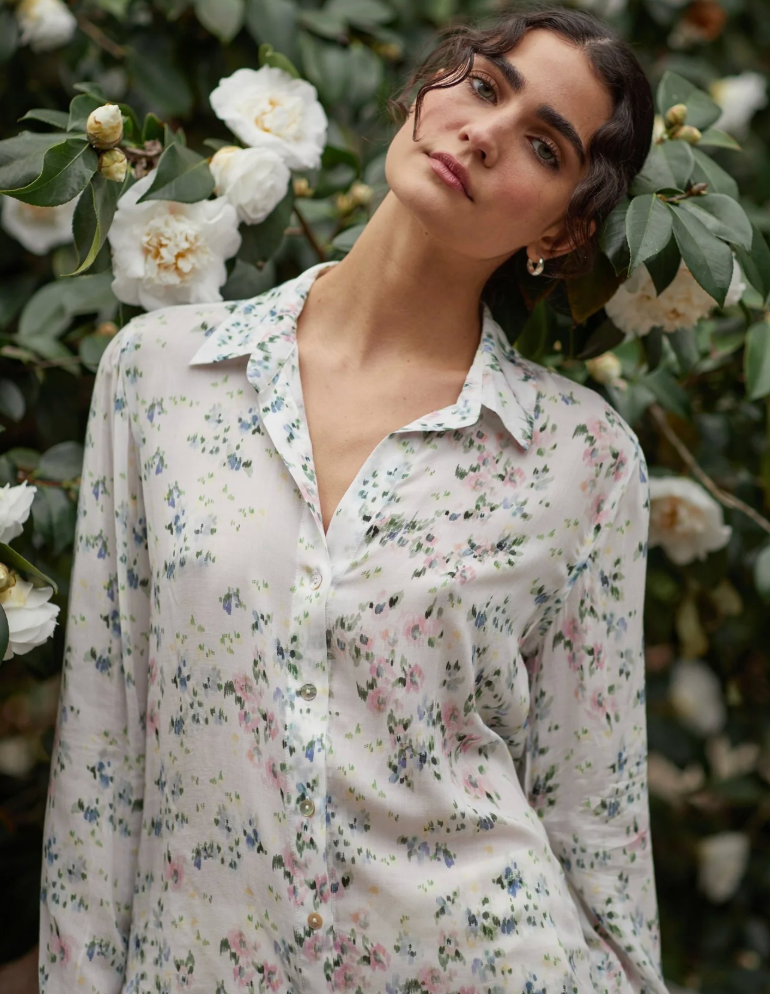 Classic Button Down | Painted Petals Print