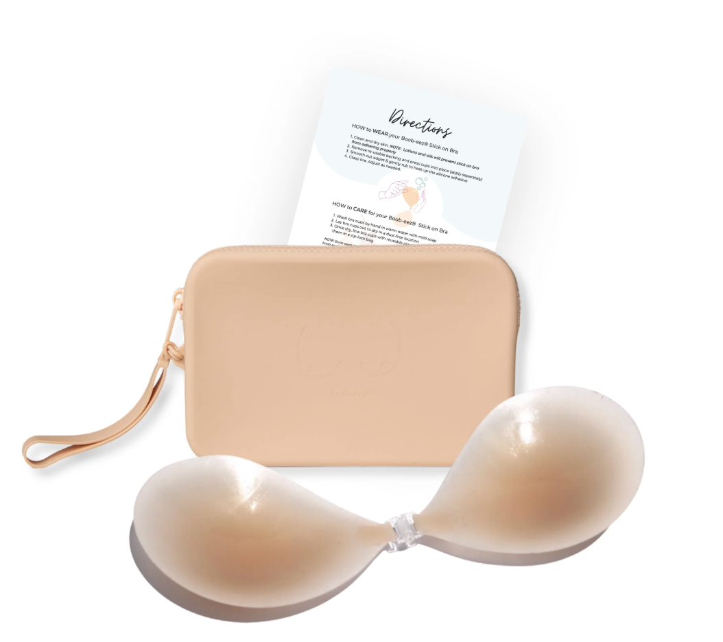 Silicone Stick On Bra/Travel Case | Nude/B
