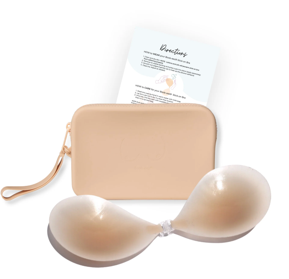 Silicone Stick On Bra/Travel Case | Nude/C