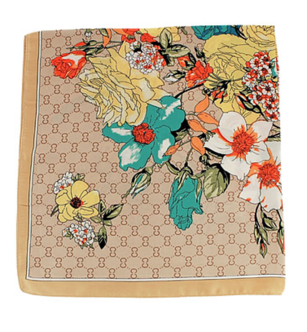 Floral Bandana Scarf | Beige
