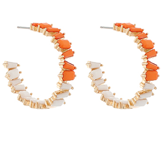 Gameday Bead Hoops | Orange, White