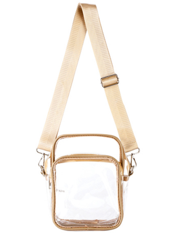 Front Pocket Clear Crossbody | Gold