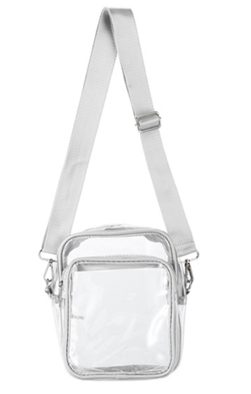Front Pocket Clear Crossbody | Silver