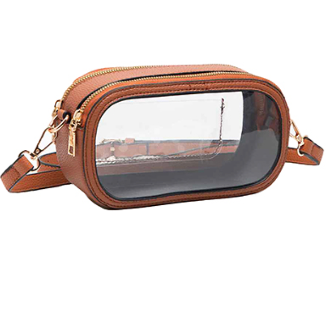 Rectangle Clear Crossbody | Tan