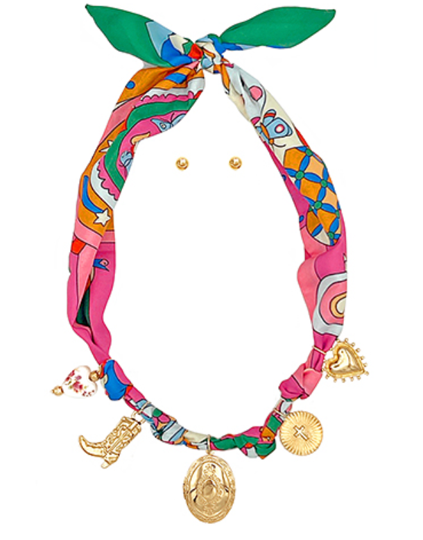 Scarf, Multicharm Necklace