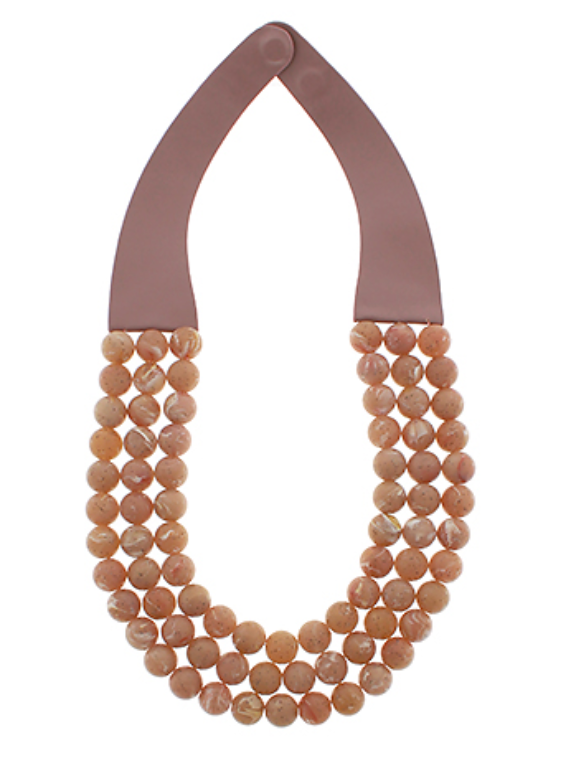 3 Row Bead Necklace | Dust Pink