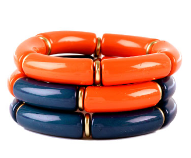 Gameday Metal Tube Bracelet Navy/Orange