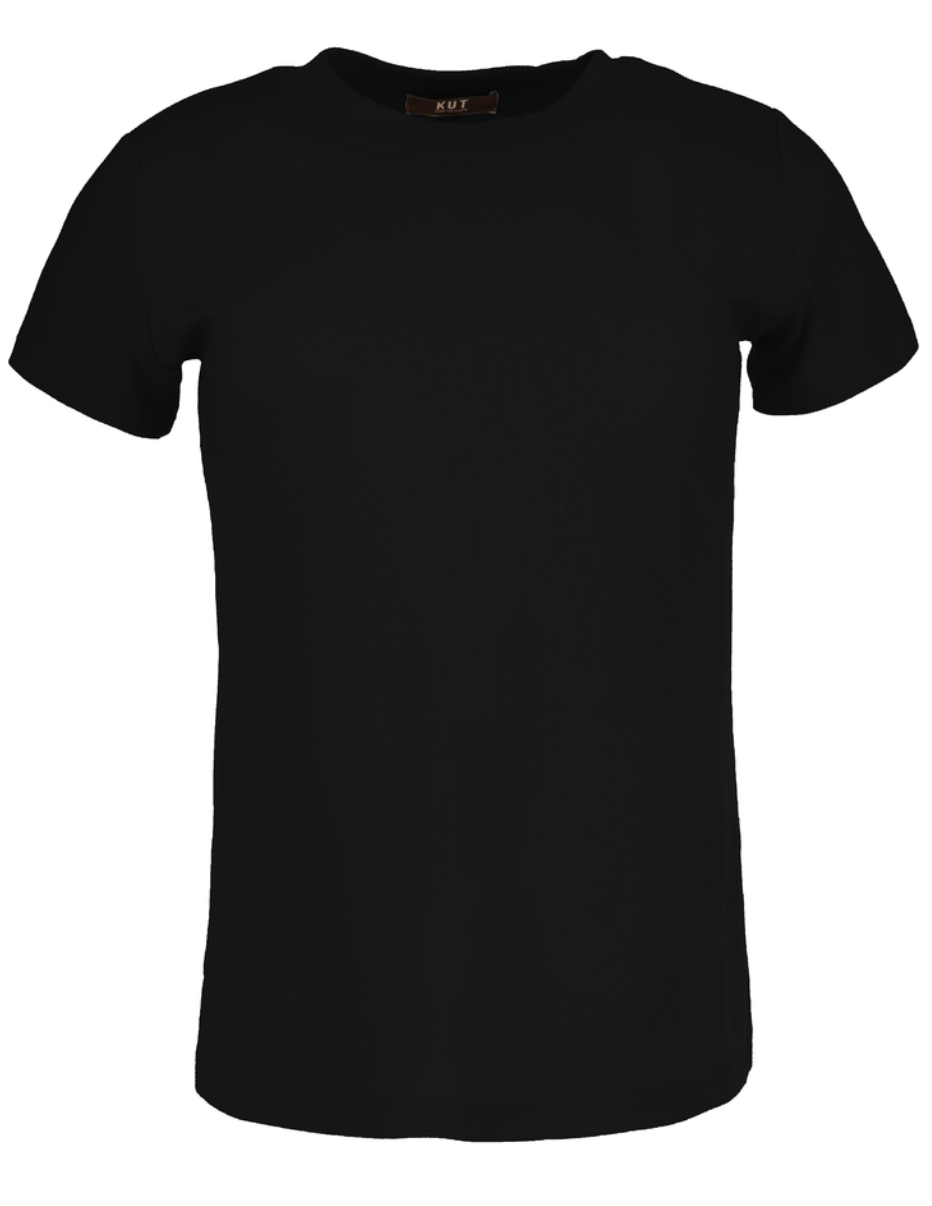 Langley-Short Sleeve Rib Top | Black