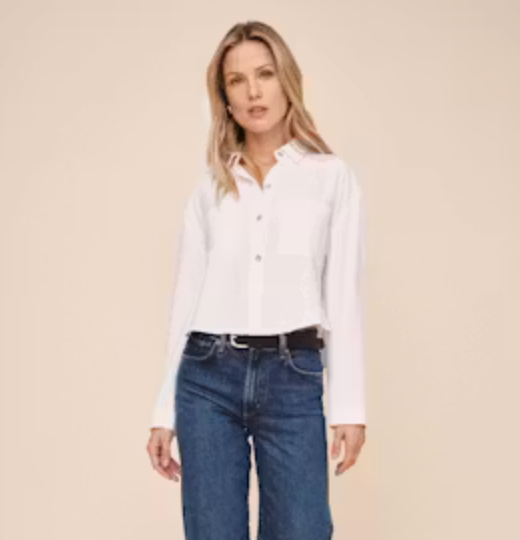 Cropped Button Down I White