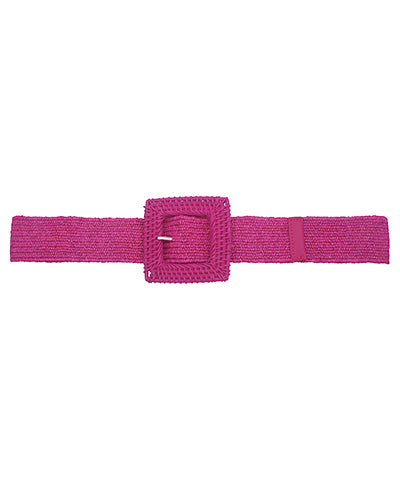 Colored Square Rattan Buckle Straw Belt