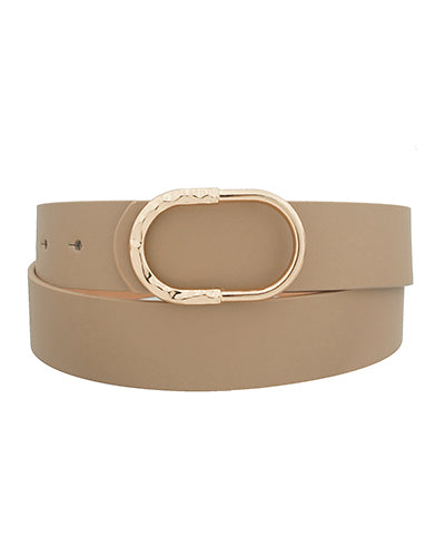 Half Hammered Oval Buckle Belt | Taupe
