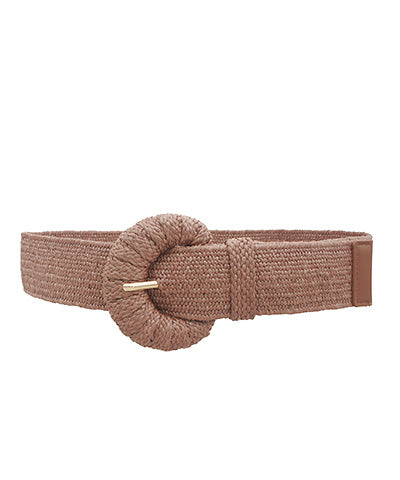 Wrapped Half Moon Straw Belt - Taupe