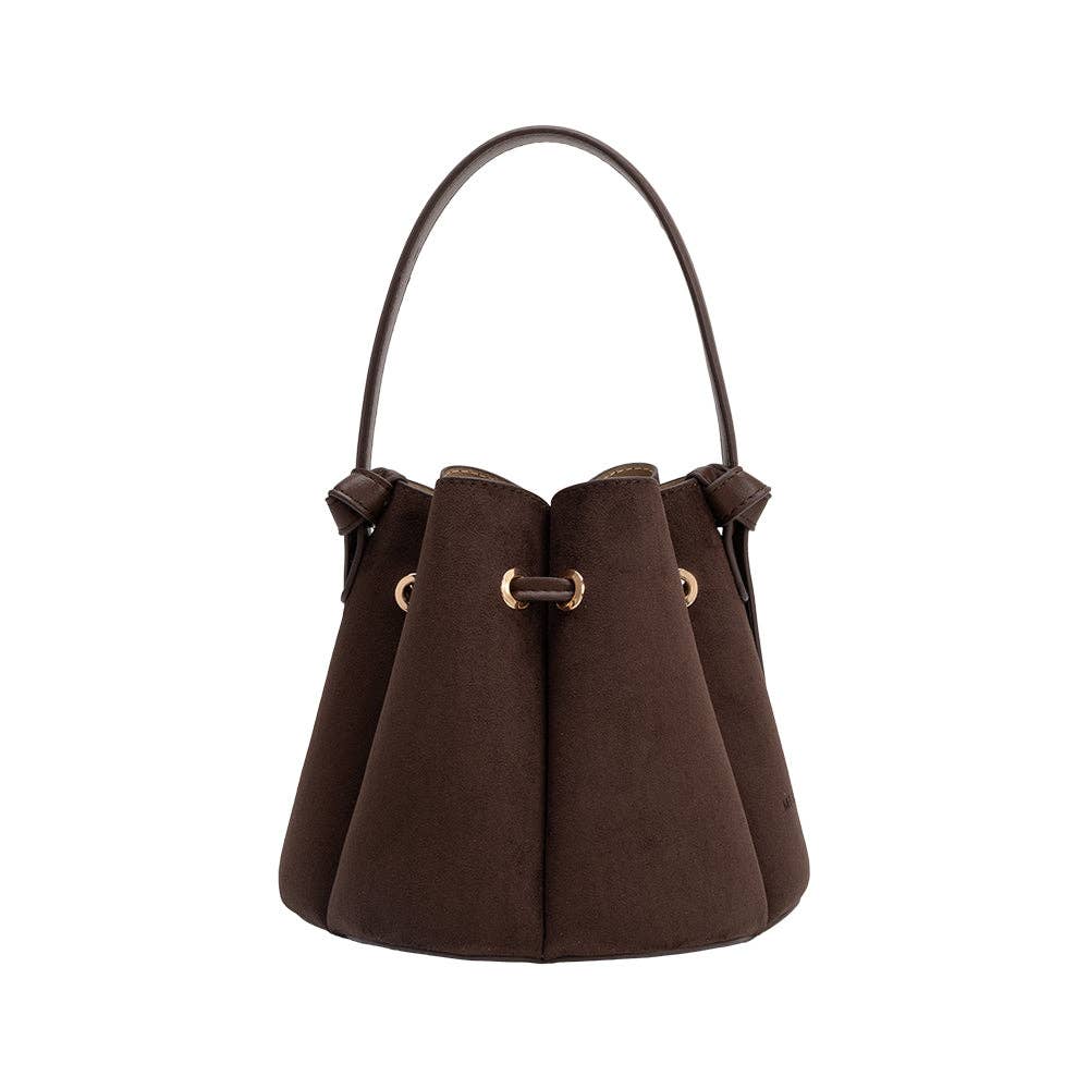 Mini Vegan Suede Top Handle Bag | Chocolate