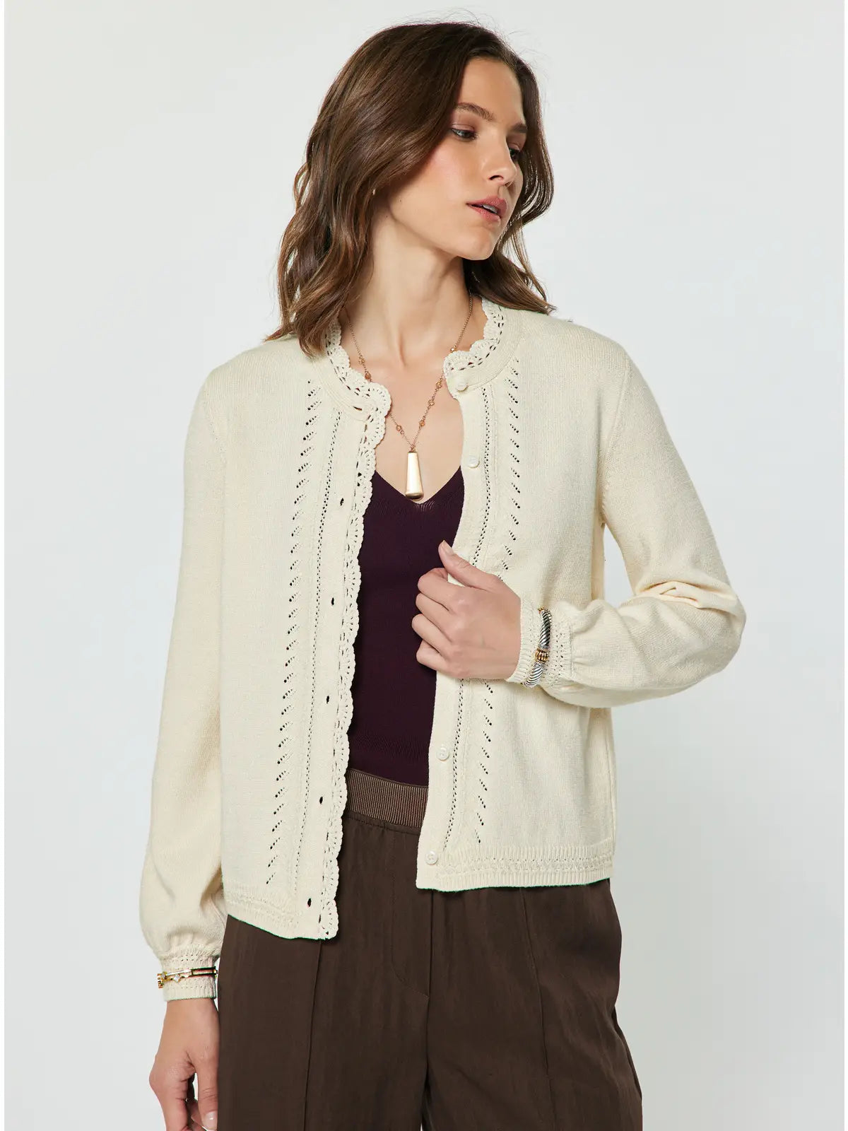 Pointelle Cardigan | Cream