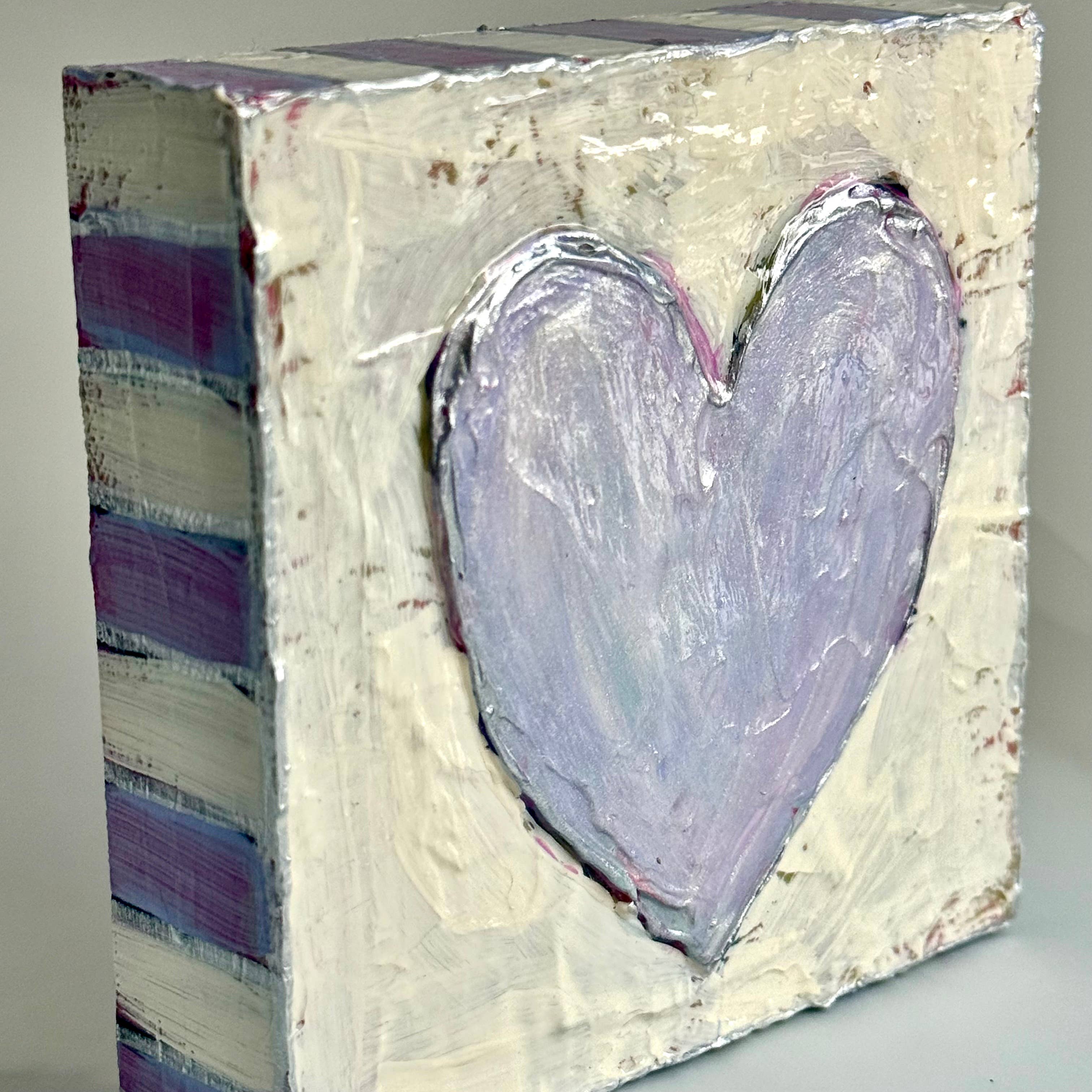 Pastel Purple Heart Handpainted Wood Block Art