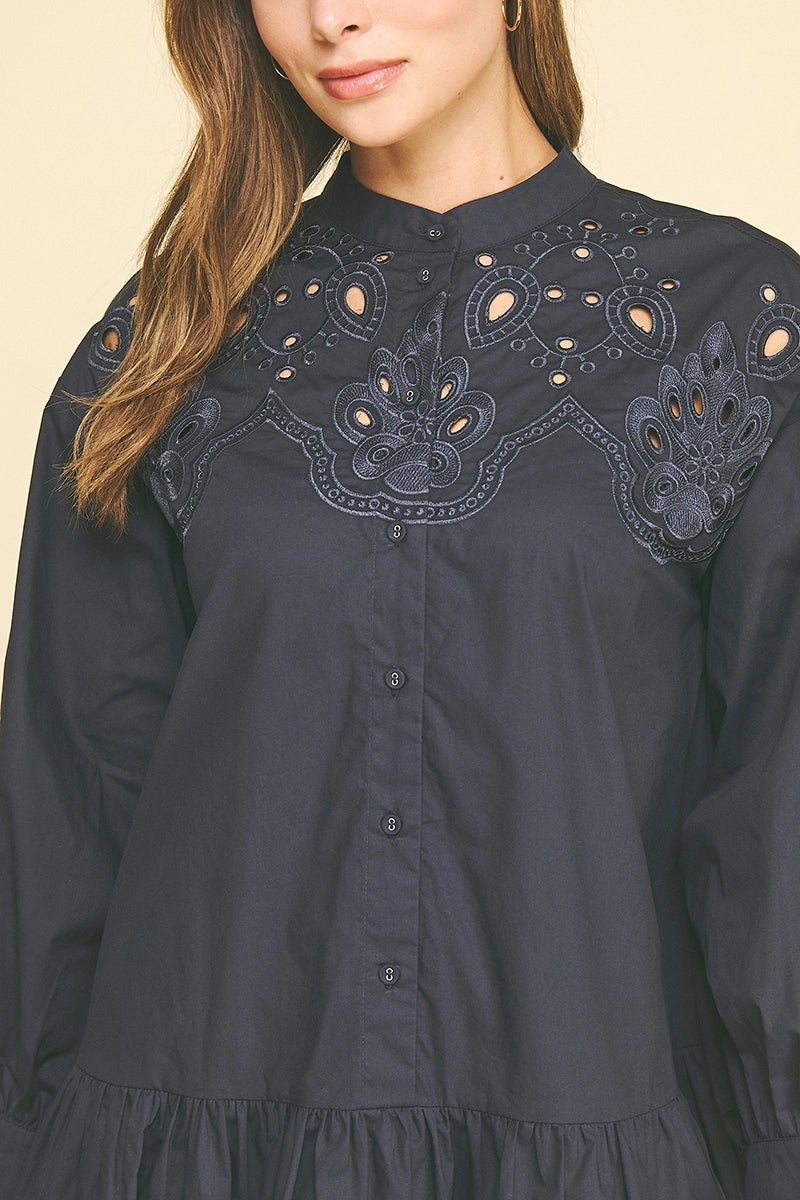 Natalie Long Sleeve Dress | Navy