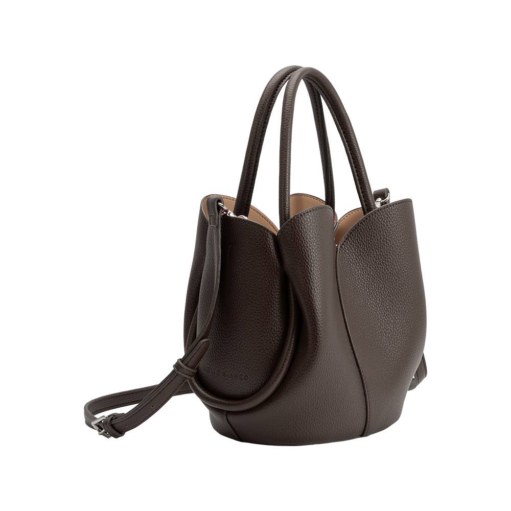 Tulip Vegan Leather Top Handle Bag | Chocolate