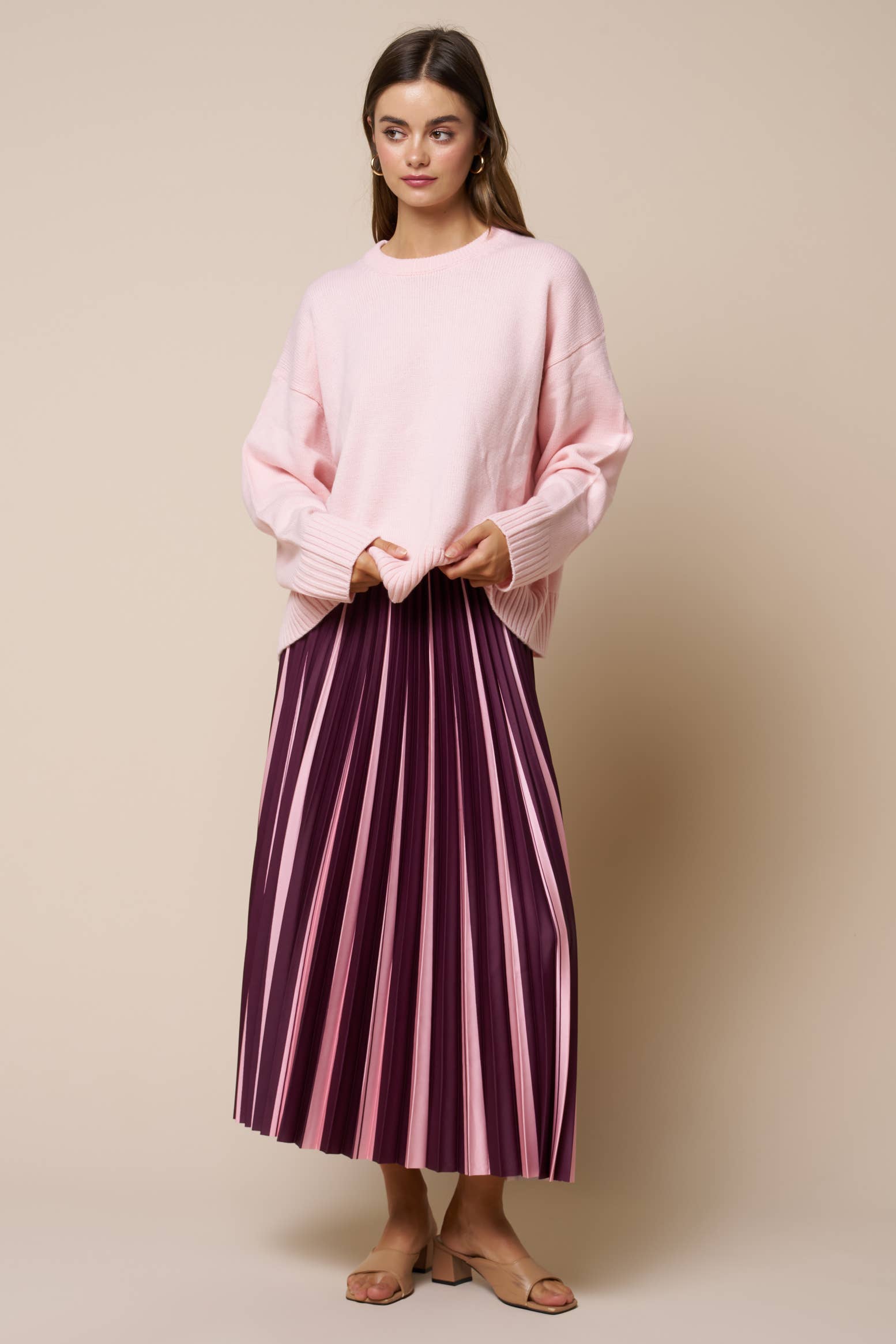 Mel Pleated Maxi Skirt | Wine