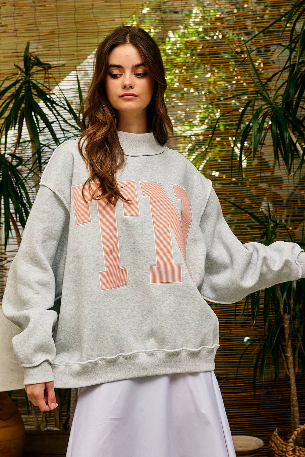 "TN" Mock Neck Sweatshirt | Grey
